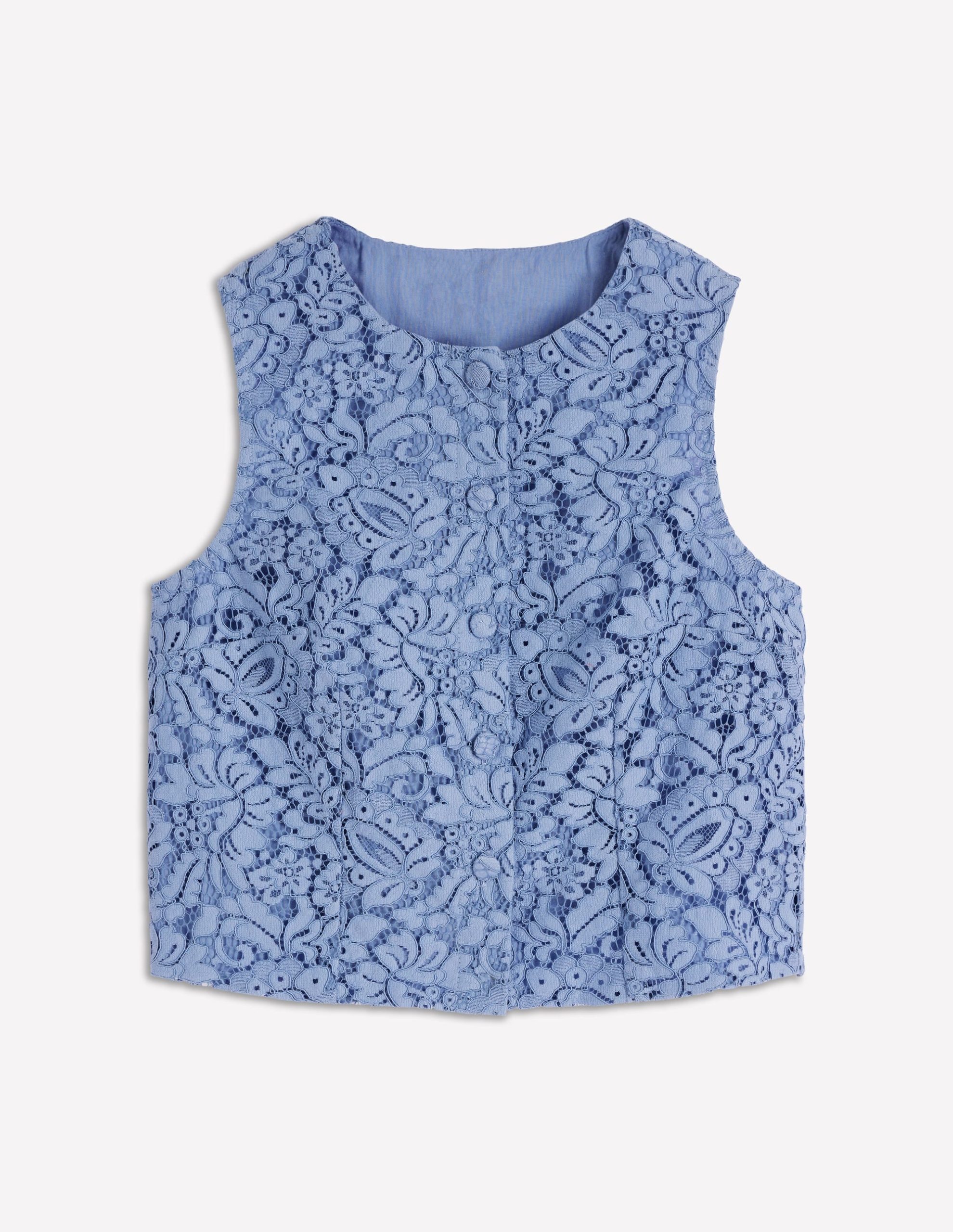 Andrea Lace Shell Top-Cornflower Blue - Image 7
