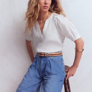 Rae Linen Top-White