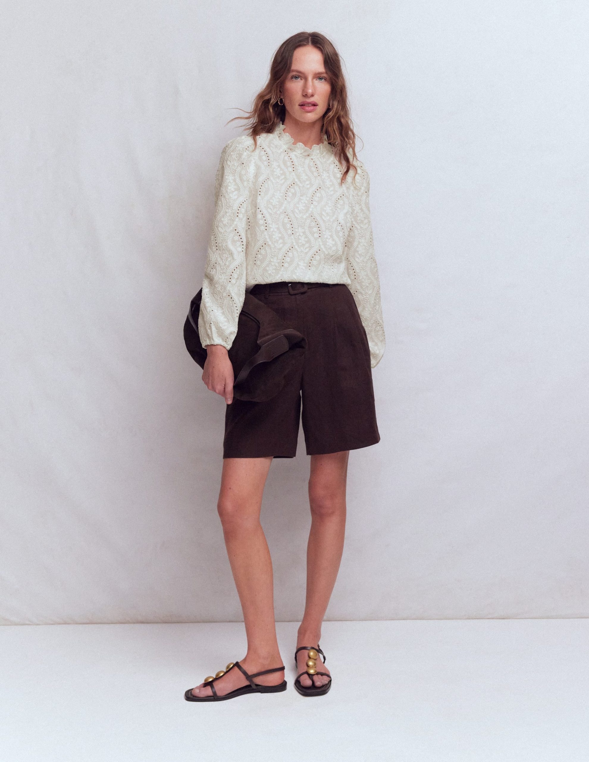 Puff Sleeve Interest Top-Ivory