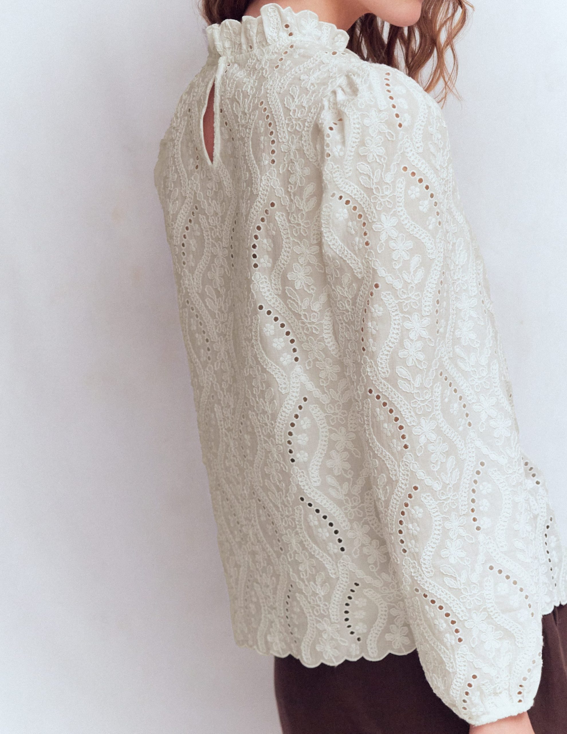 Puff Sleeve Interest Top-Ivory - Image 5