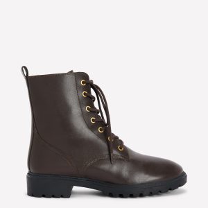 Alex Lace Up Ankle Boots-Chocolate