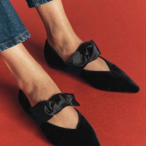 Bow Two Part Flats-Black