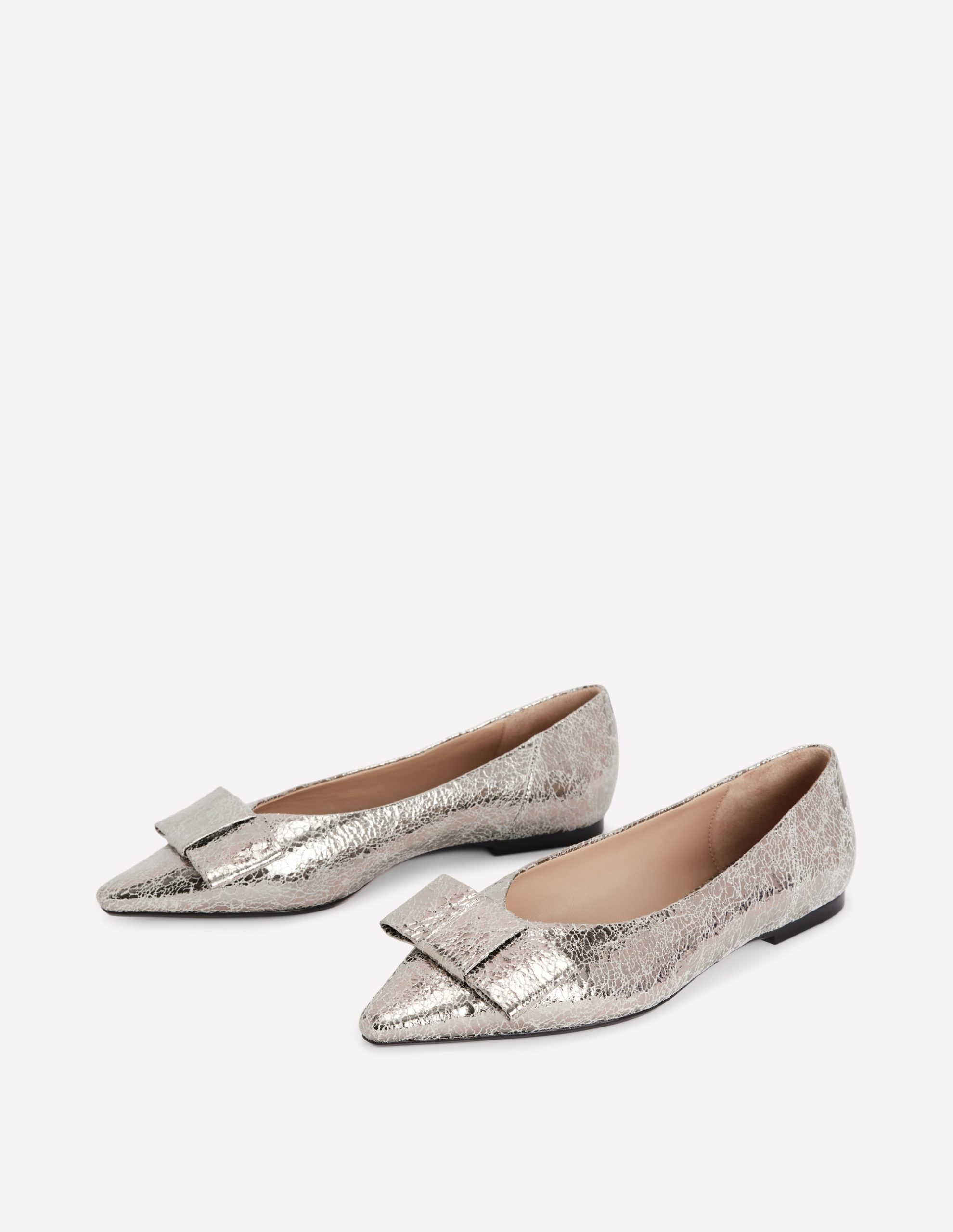 Nigella Bow Pointed Flats-Silver Metallic - Image 3