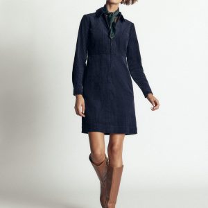 Bronte Cord Short Dress-Navy