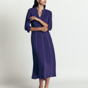 Alex Ponte Contrast Midi Dress-Zodiac Purple