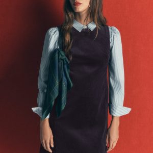 Lou Cord Shift Dress-Navy