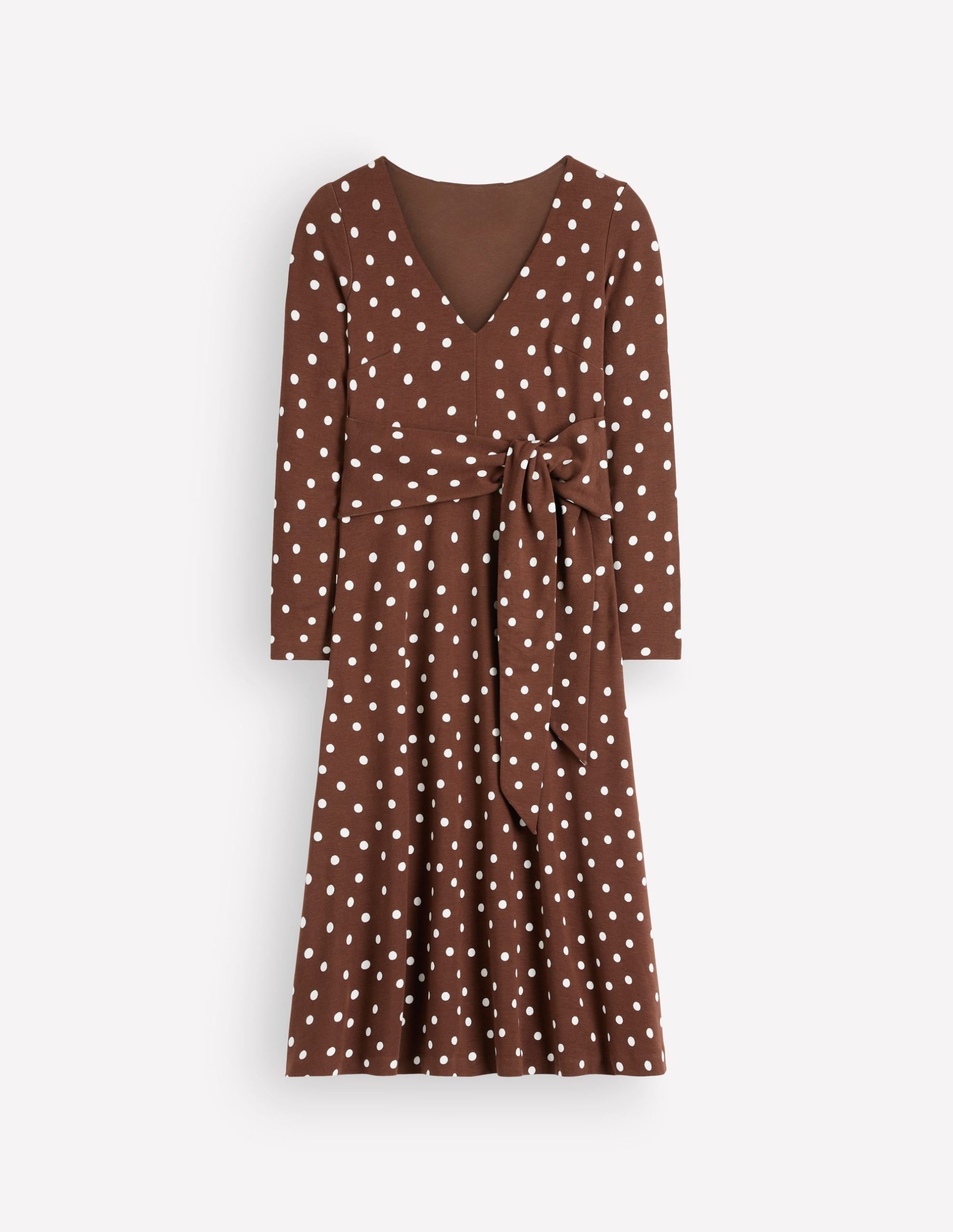 Tie Waist Ponte Dress-Raw Umber. Painted Dot - Image 6