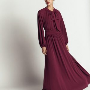Pussybow Jersey Maxi Dress-Deep Wisteria