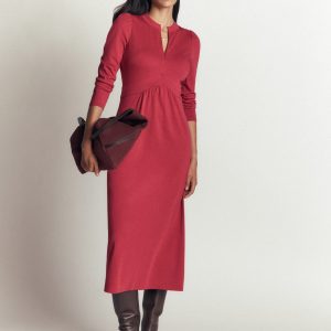 Hope Zip Detail Jersey Dress-Red Earth