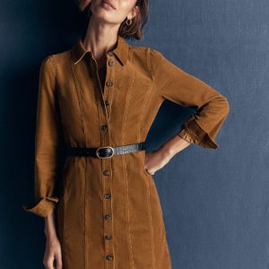 Rhoda Cord Short Dress-Gingerbread