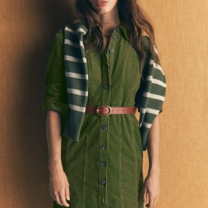 Rhoda Cord Short Dress-Forest Green