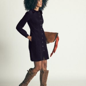 Rhoda Cord Short Dress-Navy