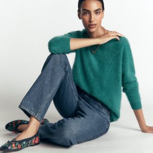 Kat Brushed Cashmere Sweater-Deep Sea Depths