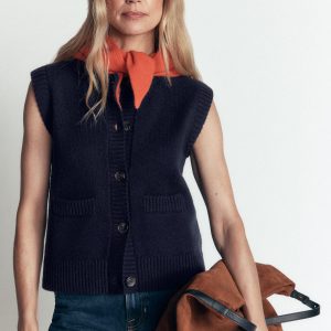 Marta Merino Wool Waistcoat-Navy
