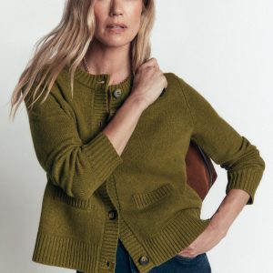 Marta Merino Wool Cardigan-Ochre Green