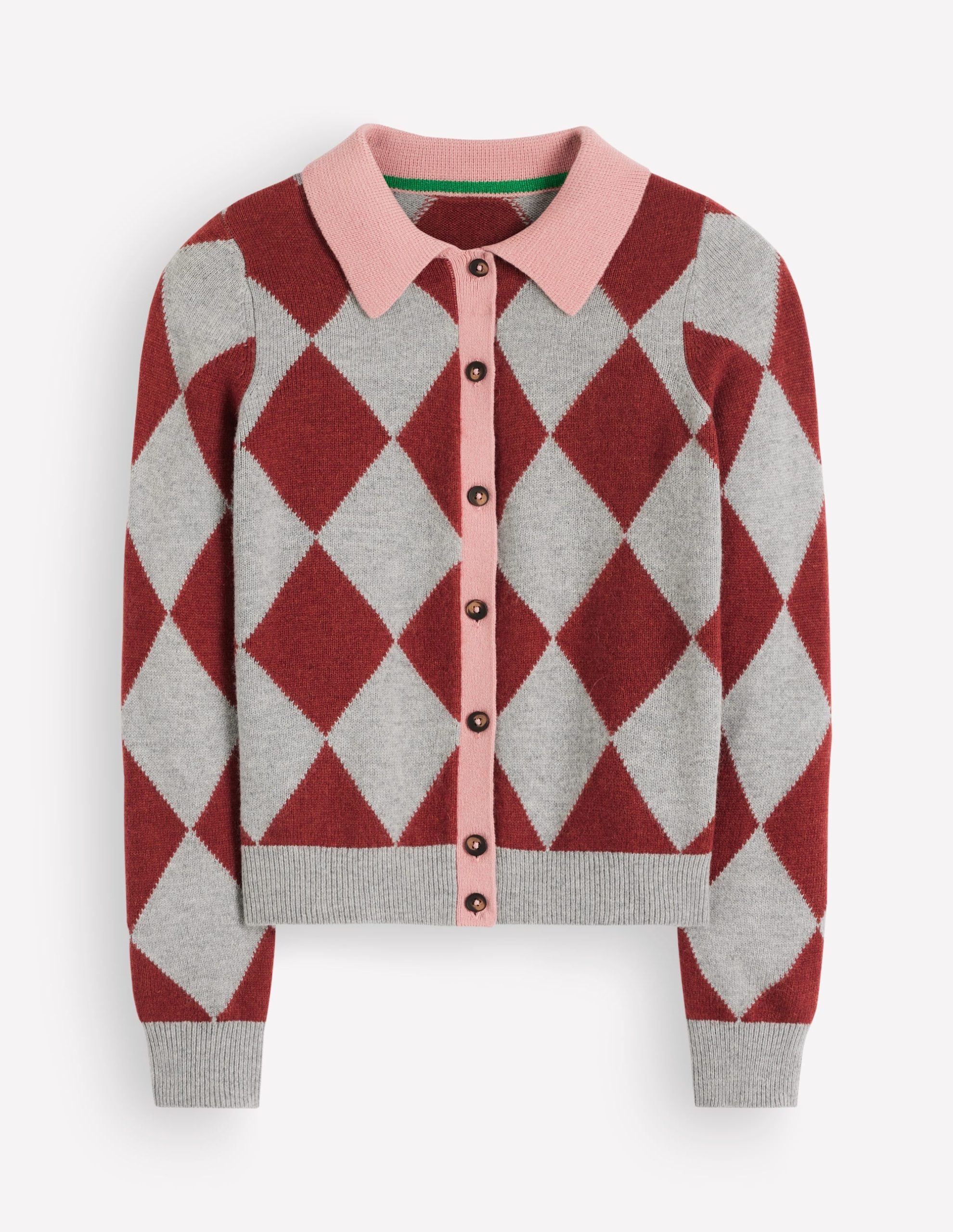 Ariadne Wool Blend Cardigan-Brown Argyle - Image 6