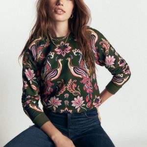 Rosa Printed Sweatshirt-Peacock Paradise Placement