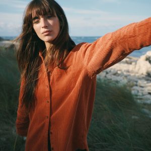 Sienna Relaxed Cord Shirt-Spiced Ginger