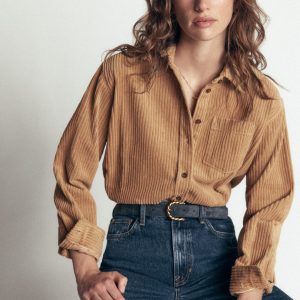 Sienna Relaxed Cord Shirt-Sand