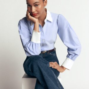 Volume Sleeve Shirt-Blue Oxford