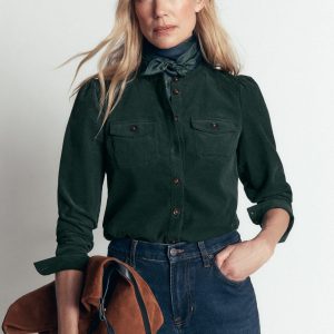 Thea Cord Shirt-Midnight Teal