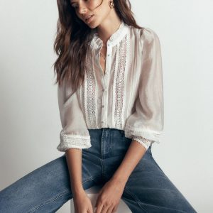Lace Trim Top-Ivory