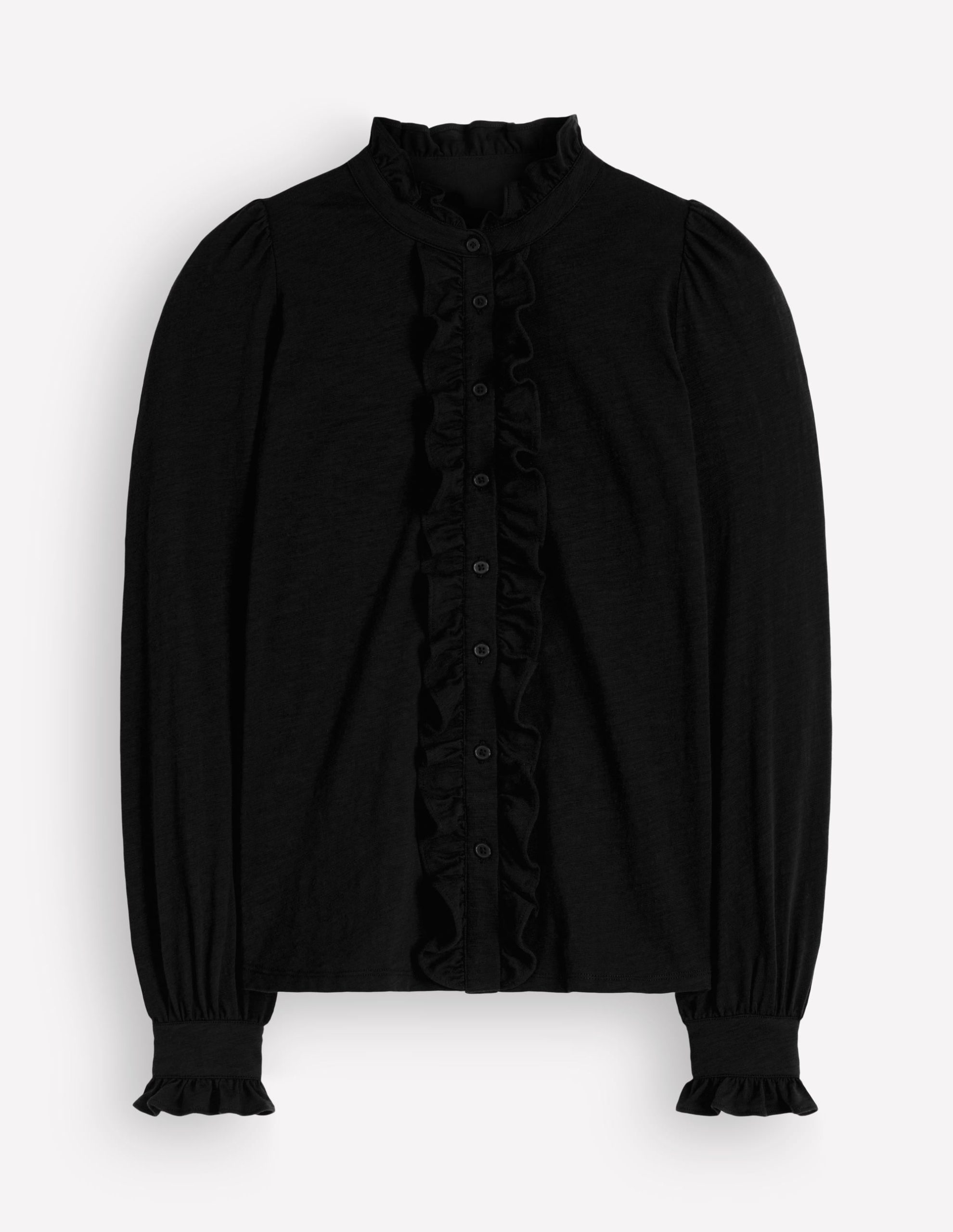 Jersey Frill Blouse-Black - Image 5
