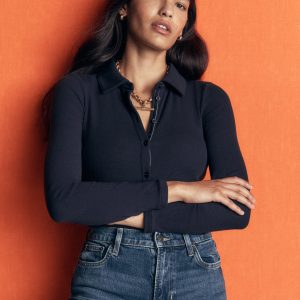 Jersey Velvet Ribbed Shirt-Navy