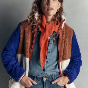 Alnwick Borg Jacket-Brown. Ivory Colour Block