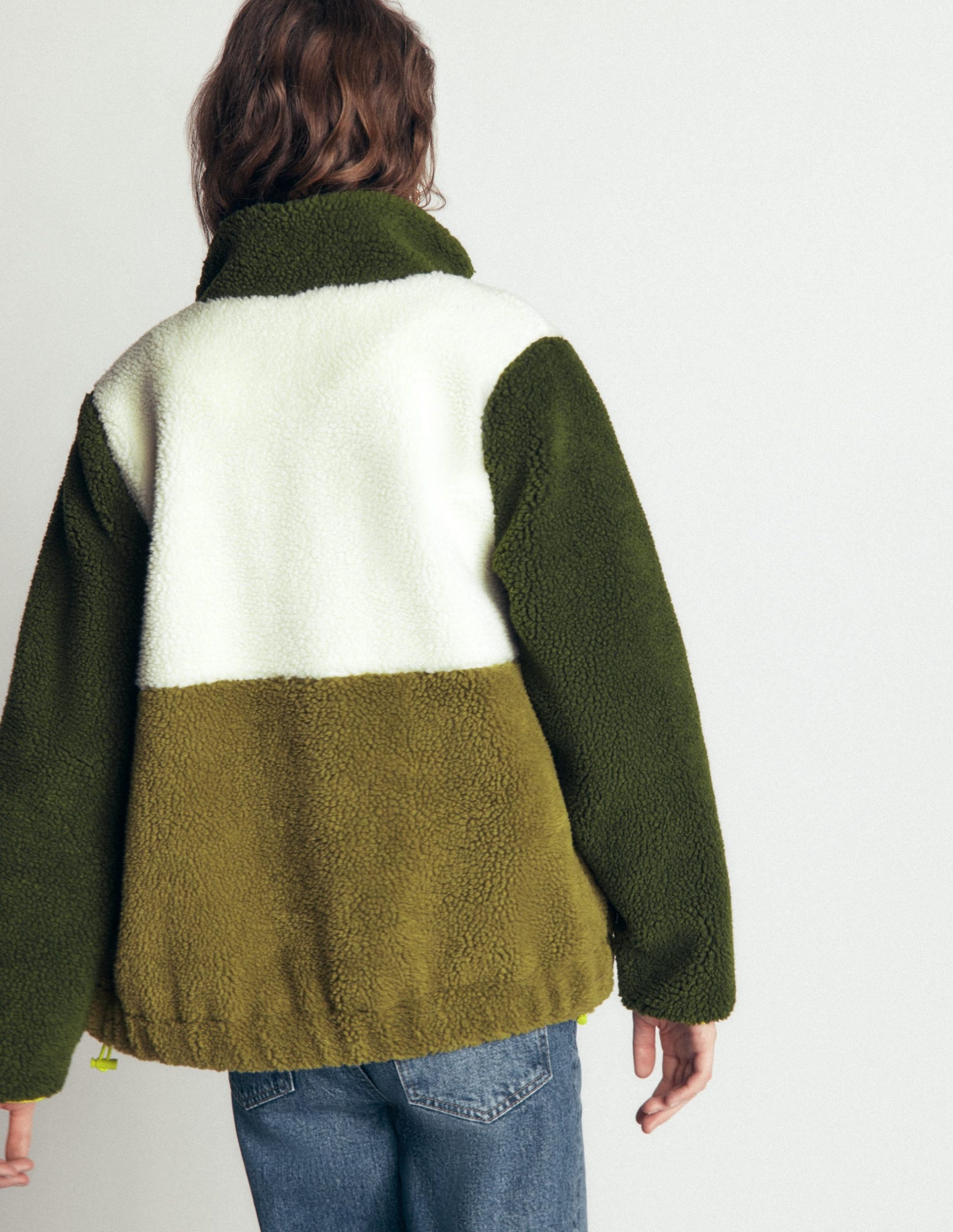 Alnwick Borg Jacket-Green. Ivory Colour Block - Image 3